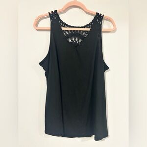 Chic Black Crochet Back Tank Top